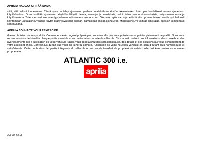 aprilia 895752-ATLANTIC 300-i.e.-fin-fr- Manual