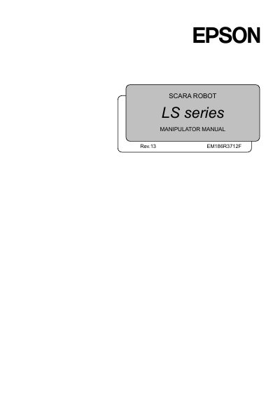 Epson LS Series SCARA Robot Manipulator Manual - cover page