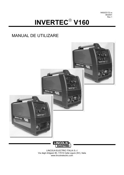 Lincoln Electric V160 Welding Power Source User Manual