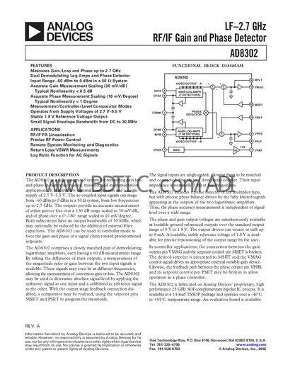 Analog Devices AD8302 Datasheet - cover page