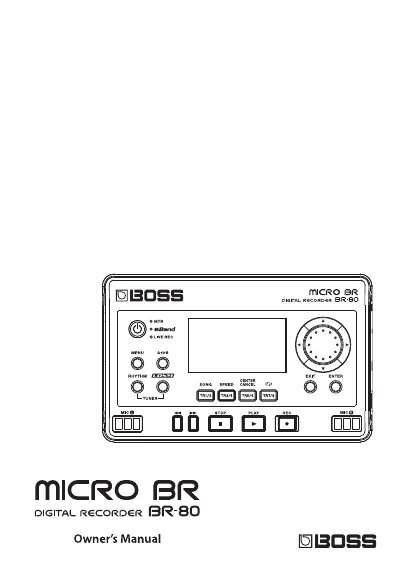 BOSS BR-80 Digital Recorder Owner's Manual - cover page