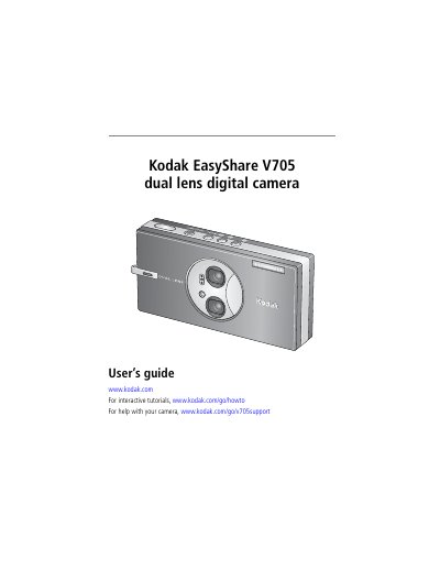 Kodak EasyShare V705 Digital Camera User Manual - cover page