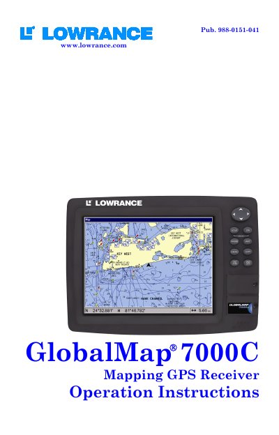 Lowrance GlobalMap 7000C Mapping GPS Receiver Operation Instructions - cover page