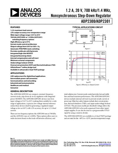 Analog Devices ADP2300/ADP2301 Nonsynchronous Step-Down Regulator Datasheet - cover page