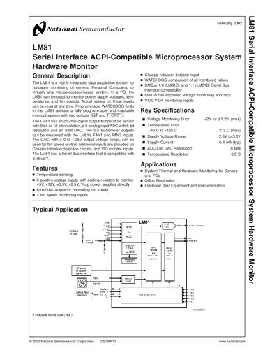 National Semiconductor LM81 Hardware Monitor Handbook - cover page