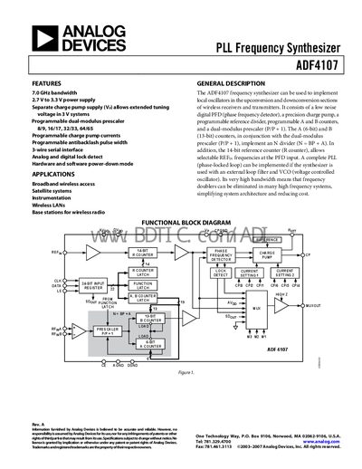 Analog Devices ADF4107 Datasheet - cover page
