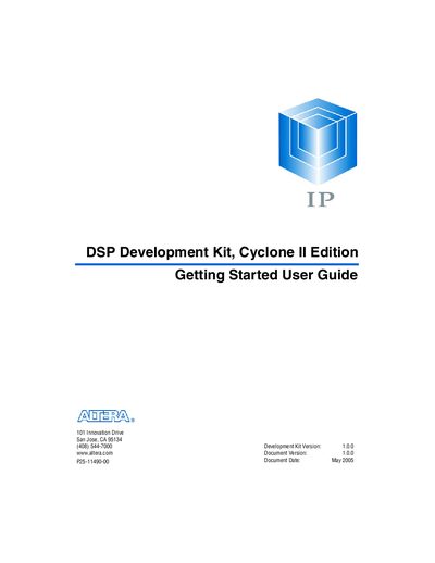 Altera Cyclone II DSP Development Kit Getting Started User Guide - cover page