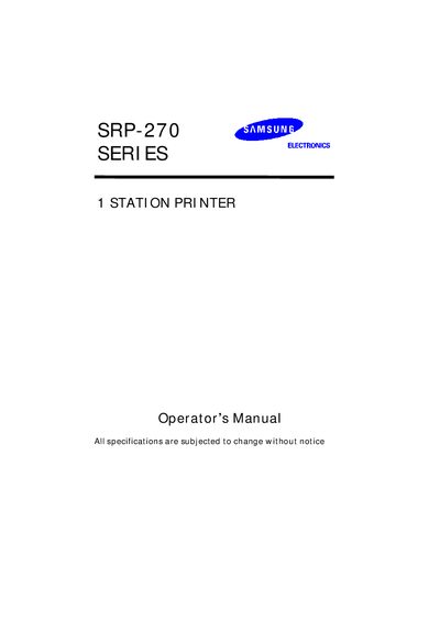 SERIF S Electronics SRP-270 Station Printer User Manual - cover page