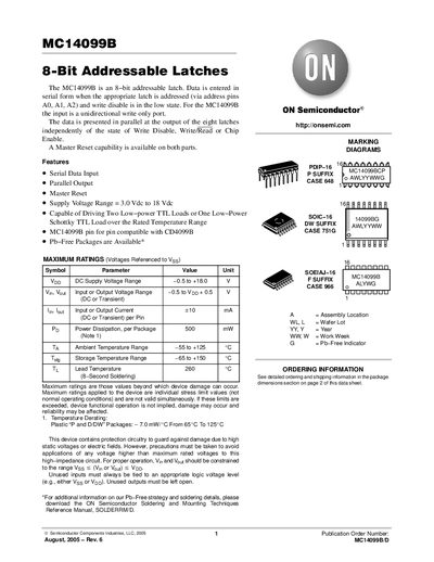 ON Semiconductor MC14099B DATA SHEET1 - cover page