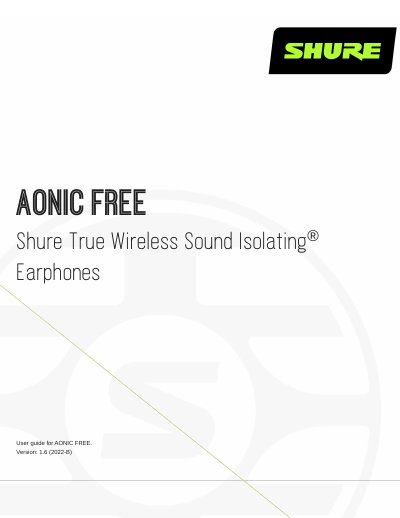 Shure AONIC FREE Earphones User Guide - cover page