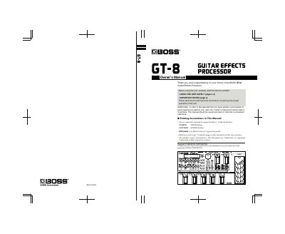 BOSS GT-8 Guitar Effects Processor Owner's Manual - cover page