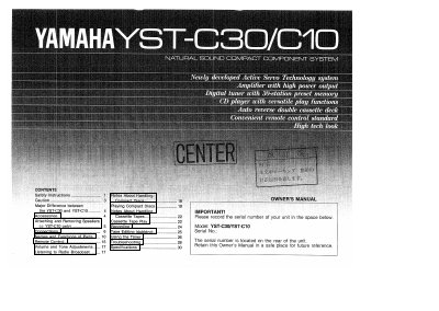 YAMAHA YST-30/C10 Manual - cover page