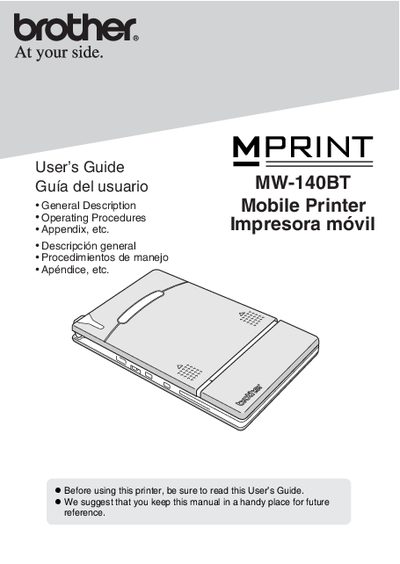 Brother MW-140BT Mobile Printer User Guide - cover page