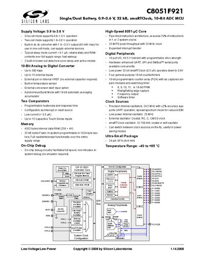 Silicon Laboratories C8051F921 Handbook - cover page