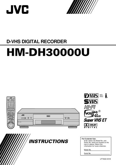 JVC D-VHS DIGITAL RECORDER HM-DH30000U Manual - cover page