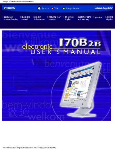 Philips 170B2B LCD Monitor User Manual - cover page