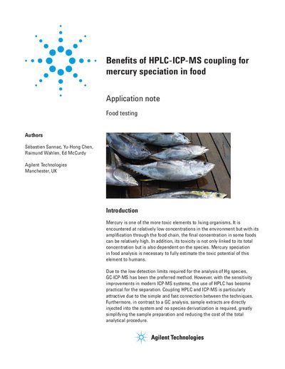 Agilent HPLC-ICP-MS Mercury Speciation Application Note - cover page