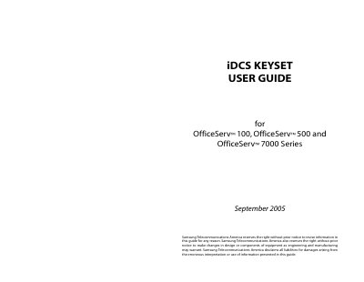 iDCS Keyset User Guide - cover page