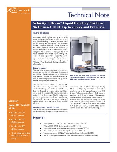 Agilent Velocity11 Bravo Liquid Handling Platform Technical Note - cover page