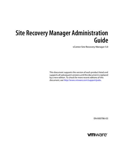 VMware vCenter Site Recovery Manager 5.0 Administration Guide - cover page