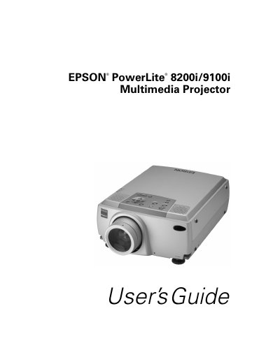 Epson PowerLite 8200i/9100i Multimedia Projector User's Guide