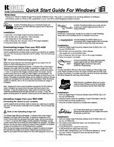 Ricoh RDC-4300 Quick Start Guide For Windows - cover page