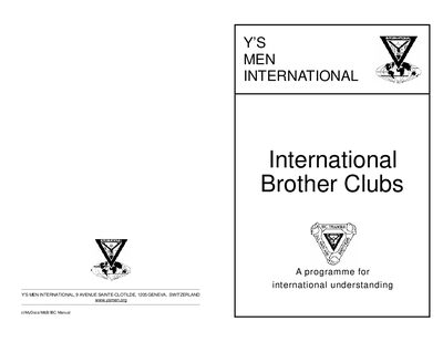 Y's Men International Brother Clubs Manual - cover page