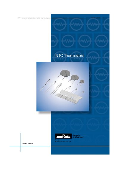 Murata R44E-9 NTC Thermistor Catalog - cover page