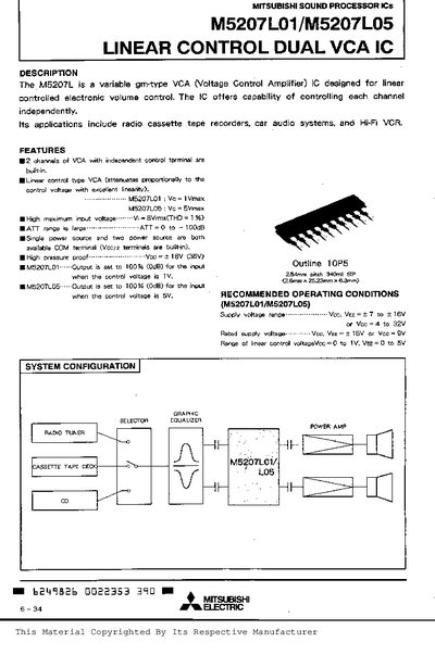 Mitsubishi M5207L01/M5207L05 Datasheet - cover page