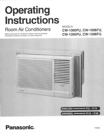 Panasonic CW-1005FU/CW-1006FU/CW-1205FU/CW-1206FU Room Air Conditioner Operating Instructions - cover page
