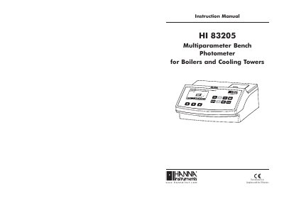Hanna Instruments HI 83205 Multiparameter Bench Photometer Instruction Manual - cover page