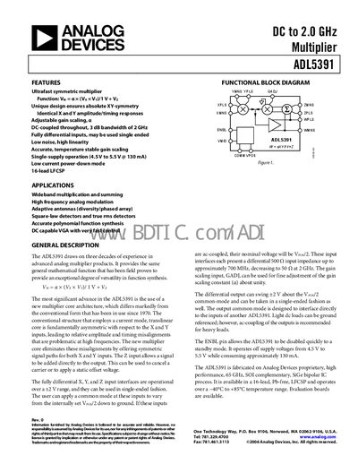 Analog Devices ADL5391 Datasheet - cover page