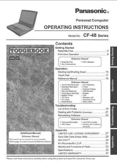 Panasonic CF48E4KFUDM Manual - cover page