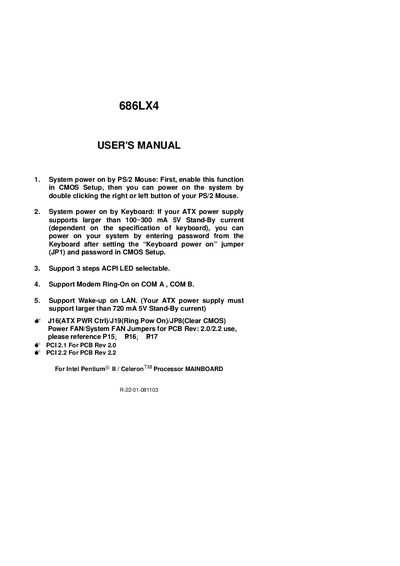 ASUS 686LX4 Mainboard User's Manual - cover page