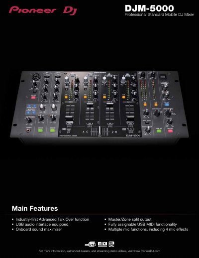 Pioneer DJM-5000 Professional Standard Mobile DJ Mixer User Guide - cover page