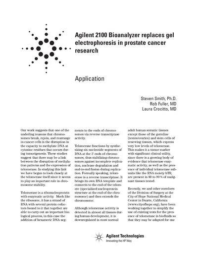 Agilent 2100 Bioanalyzer Application Note - cover page