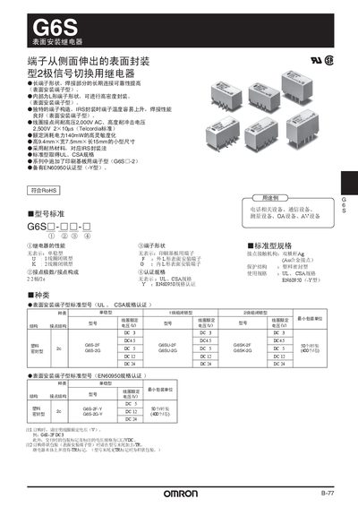 Omron G6S Surface Mount Relay Manual