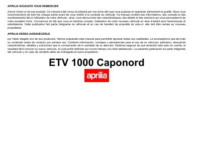 aprilia ETV CAPONORD ABS MY04 F-E 2007 Manual - cover page