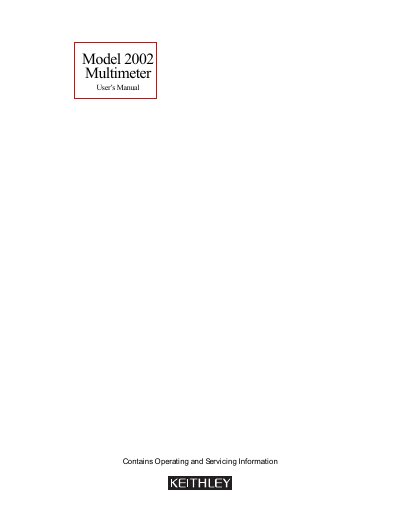 Keithley Model 2002 Multimeter User Manual - cover page