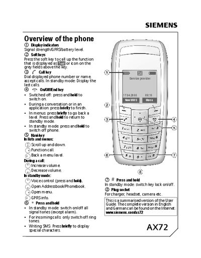 Siemens AX72 User Manual - cover page