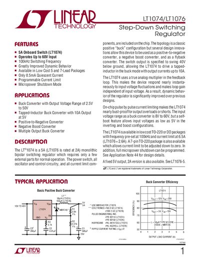 Linear Technology LT1074/LT1076 Datasheet - cover page