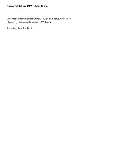 EPSON BrightLink 450Wi Users Guide - cover page