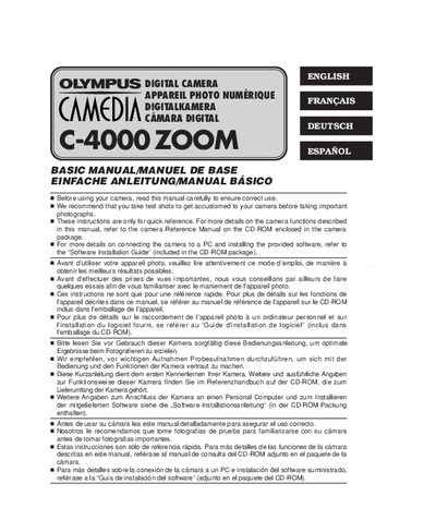 Olympus C-4000 ZOOM Digital Camera Basic Manual - cover page