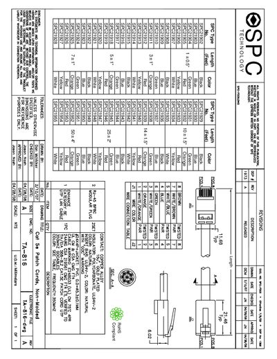 SPC TA-816 Data Sheet - cover page