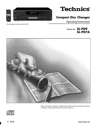 Panasonic SL-PD9/SL-PD7A CD Changer Operating Instructions - cover page