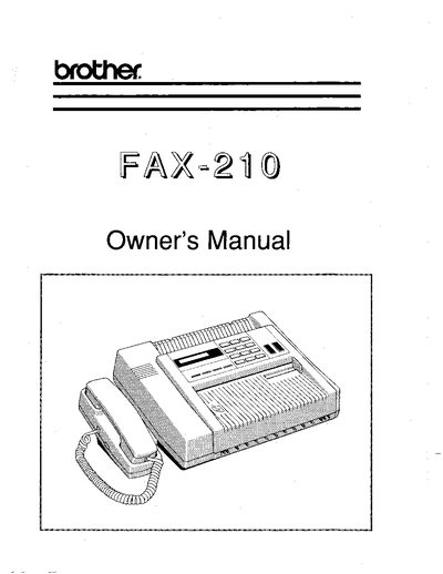 Brother FAX-210 Owner's Manual - cover page