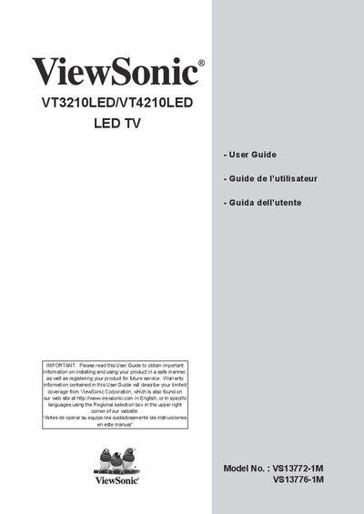 ViewSonic VT3210LED/VT4210LED LED TV User Guide - cover page