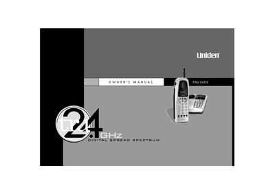 Uniden TRU3455 Cordless Telephone Owner's Manual - cover page