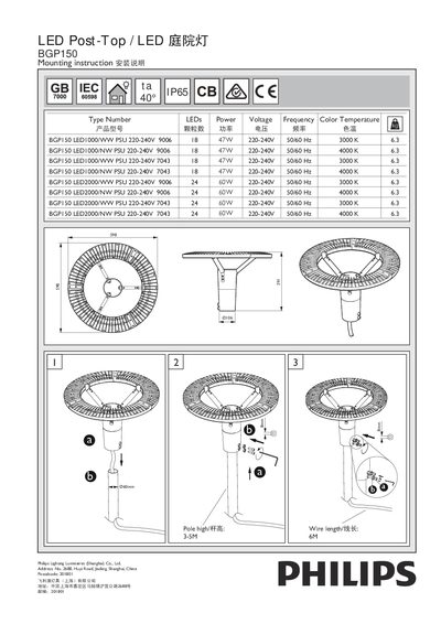 Philips BGP150 LED Garden Light Installation Guide - cover page