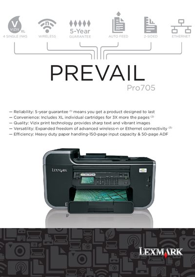 Lexmark Pro705 All-in-One Printer Product Leaflet - cover page